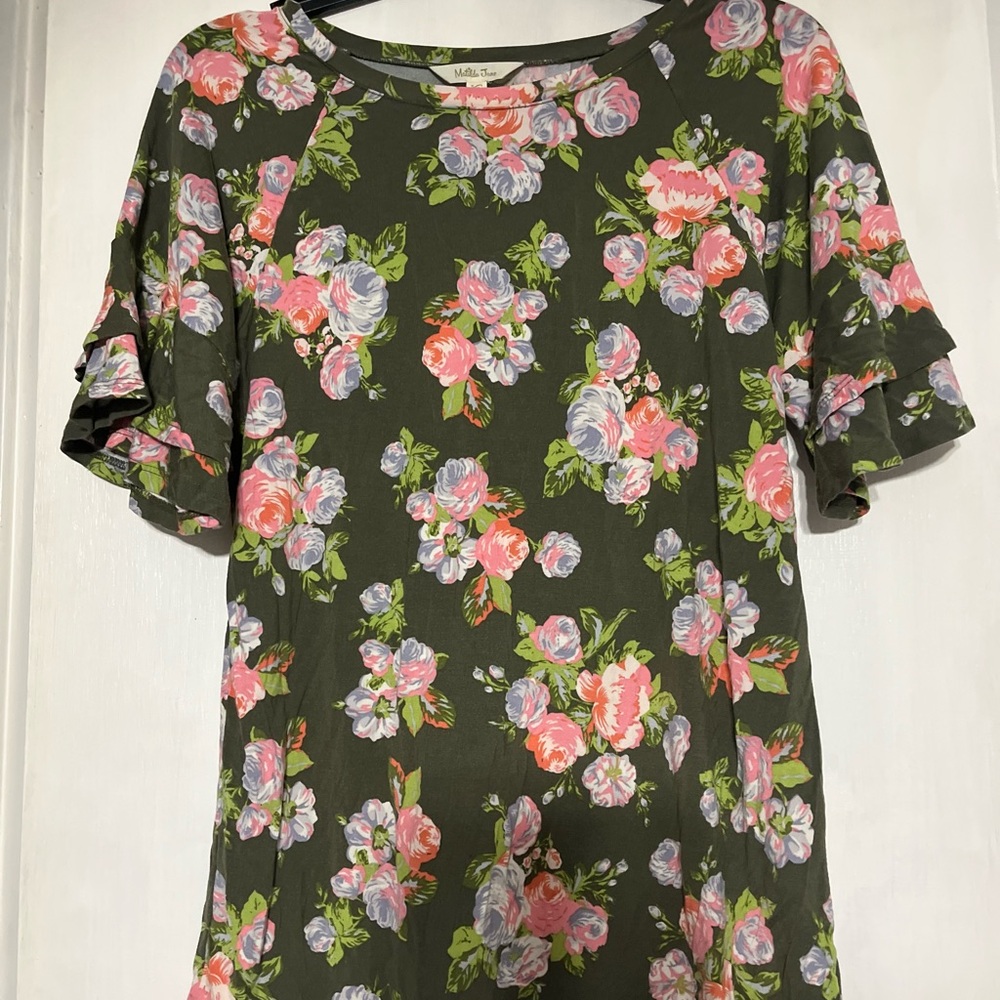 Matilda Jane Floral Top in Olive and Pink